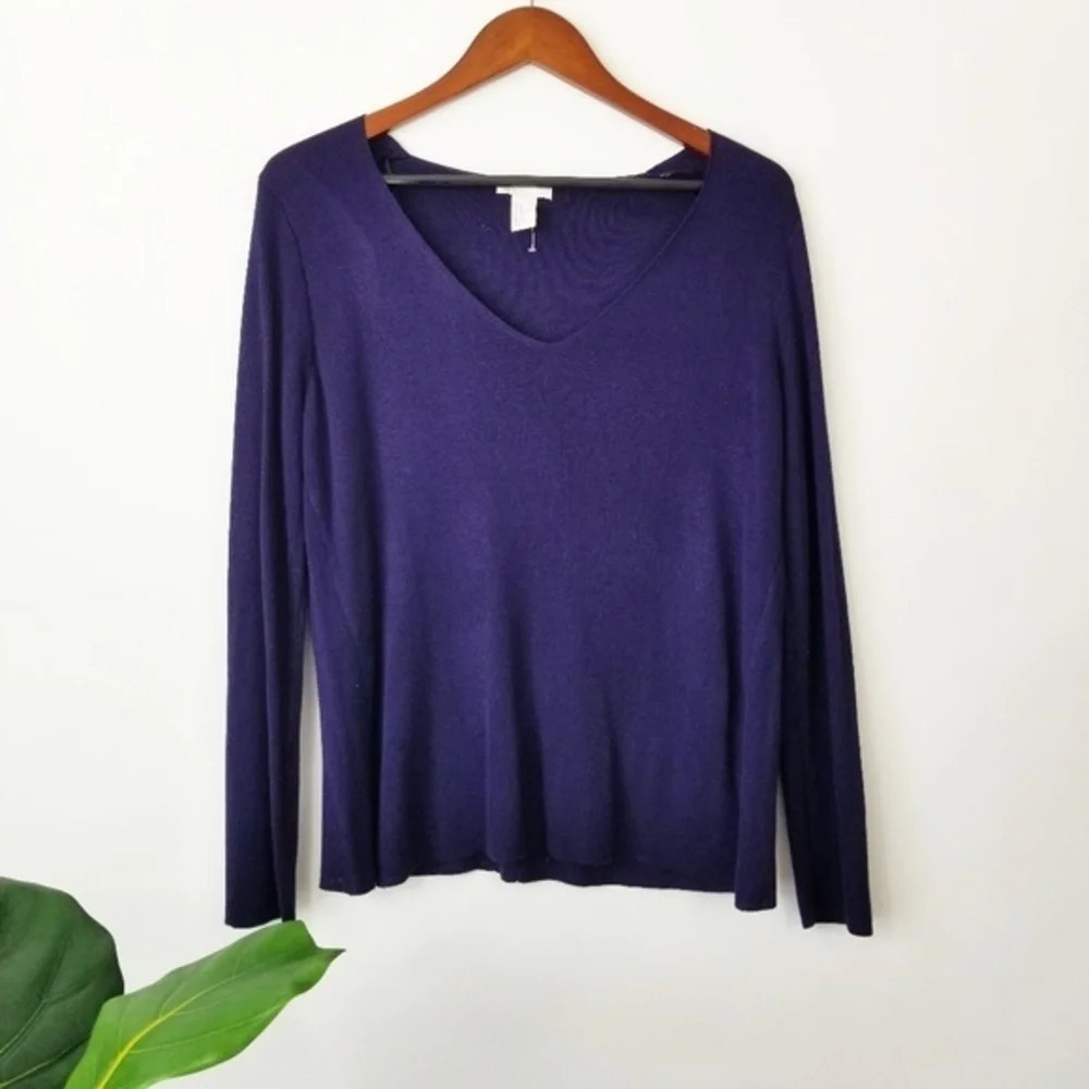 H&M Navy Blue Long Sleeve Knit Top Size Medium